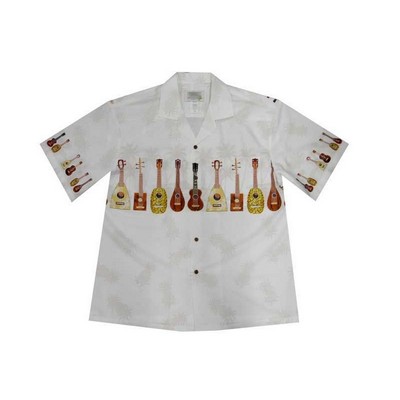 White Hawaiian Shirt - 100% Cotton Poplin Tropical Print w/ Coconut Buttons (S - 3XL in-stock)