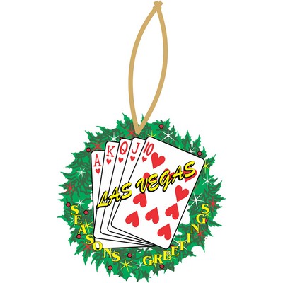 Hearts Royal Flush Wreath Ornament w/ Clear Mirror Back (10 Square Inch)