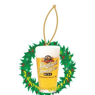Beer Glass Executive Wreath Ornament w/ Mirrored Back (10 Square Inch)