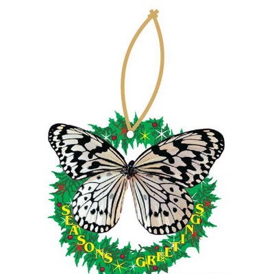 Black & White Butterfly Wreath Ornament w/ Black Back (3 Square Inch)