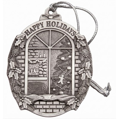Mini Stock Design Happy Holidays Window Pewter Ornament