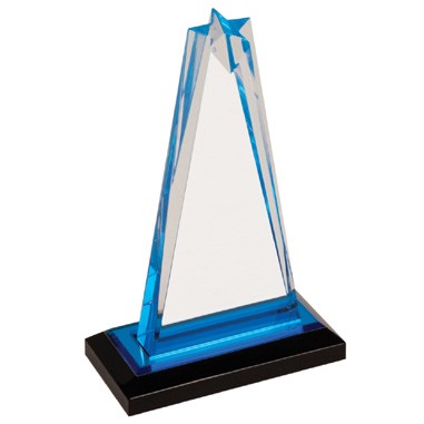 7 1/4" Star Acrylic Award with Blue Accent (Laser engraved)