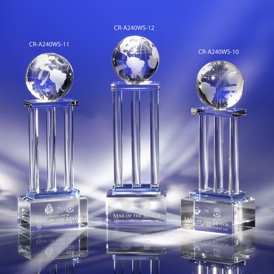 Triple Hold on The World Crystal Globe Award 12-1/2"H