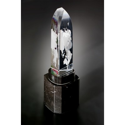Fine Lead Crystal World Tower Award w/ Marble Base