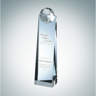 Globe Tower Optical Crystal Award (Medium)