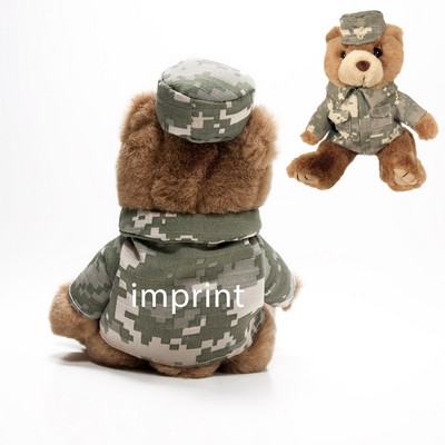 8" Army Digital Camo Bear Stuffed Animal w/One Color Imprint