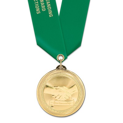 Sportmanship Brite Laser Medal w/Satin Neck Ribbon (2")