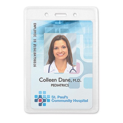 Vertical PureClear™ Event-Size PVC-Free Vinyl Badge Holder, 3 " x 4"