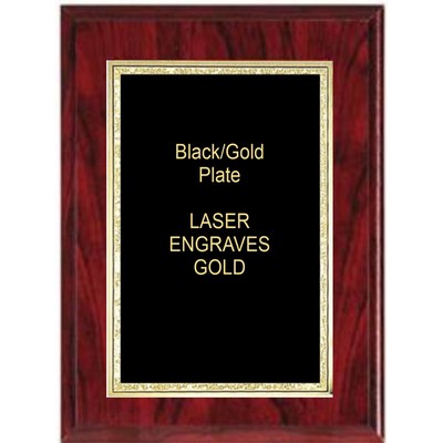 Red Woodgrain Plaque - 9" x 12" w/ a 7" x 10" Florentine Plate