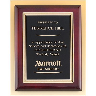 Rosewood & Black Piano Finish Plaque with Brass Plate (9" x 12")