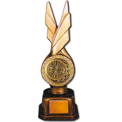 Stock Phoenix 9" Trophy with 2" Darts Coin and Engraving Plate