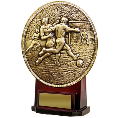 Stock 7" Medallion Trophy with 5 1/2" Soccer Insert with Engraving Plate