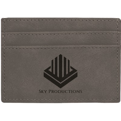 Wallet Clip, Gray Faux Leather, 4" x 2 3/4"
