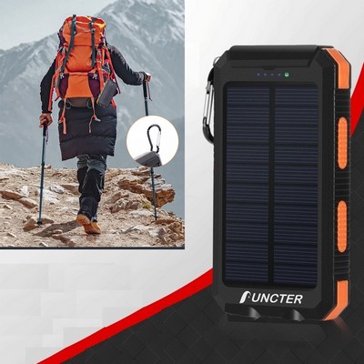 10,000 mAh Airplane Allowable Solar Power Bank W/ Compass Carabiner