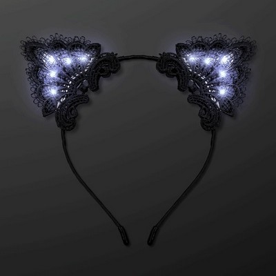 White Lights Black Lace Cat Ears Hair Accessories - BLANK