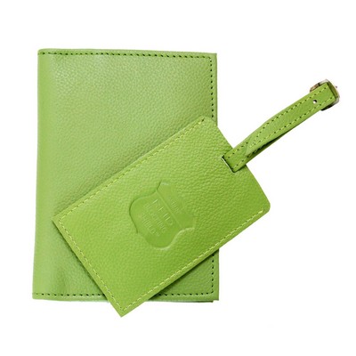 Ashlin® Designer Oklahoma Lime Green RFID Blocking Passport Wallet & Luggage Tag