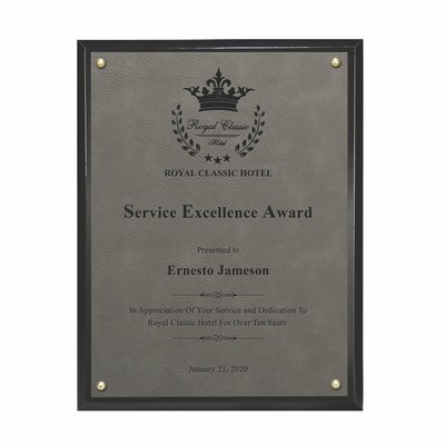 Classic Leatherette on Black Plaque - Gray