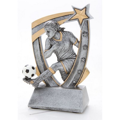 Female Soccer 3-D Star Resin - 6"