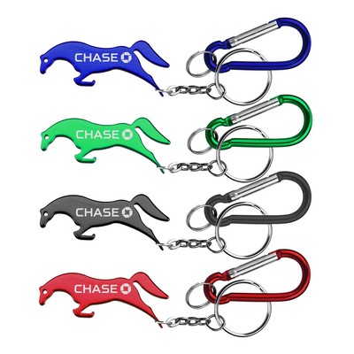 Horse Shape Bottle Opener w/Key Chain & Carabiner