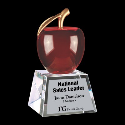Red Crystal Apple Award w/Clear Base (6")