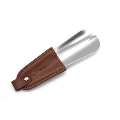 Stainless Steel Shoehorn w/Leather Cover