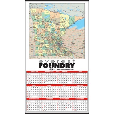 Small Minnesota State Map Year-In-View® Calendar