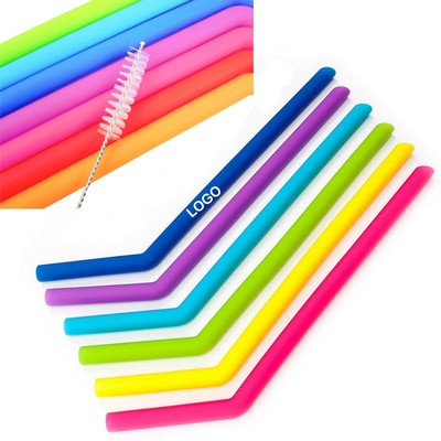 Silicone Reusable Straws w/Brush