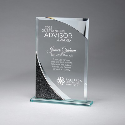 Promo Glass with Mirror and Texture Accent on Clear Base (4.25"x7.875"x1.5")