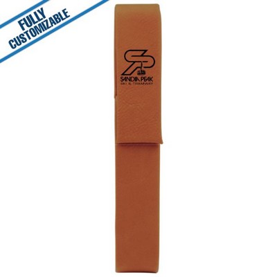 Saddle Tan Leatherette - Single Pen Case