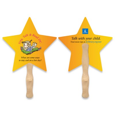 Lightweight Full Color Two Sided Single Paper Star Shape Hand Fan