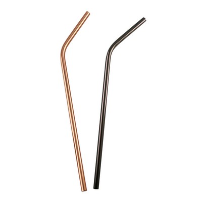 Graphite Black or Copper Plated Curved Stainless Steel Straw