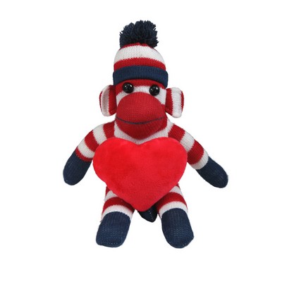 soft plush Patriotic Sock Monkey with heart