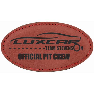 Rose Laser Engraved Leatherette Oval Badge Blank with Magnet (3 1/4" x 1 3/4")