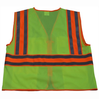 Lime Front Solid Mesh Back /Orange Contrast Two Tone DOT Class 2 Safety Vest