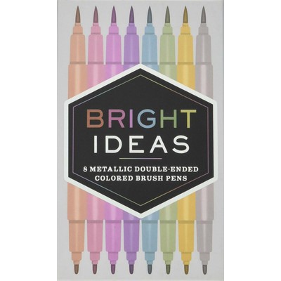 Bright Ideas: 8 Metallic Double-Ended Colored Brush Pens ((Dual Brush Pens,