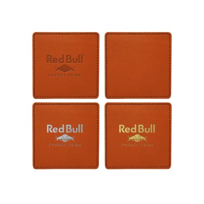 Square Coasters (Set of 4) | Full Grain Leather | Made in USA