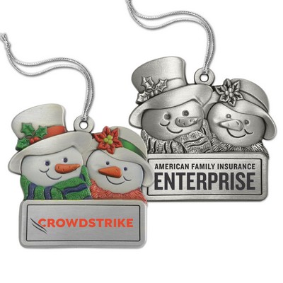 Retail Design Ornament - Snow Couple (Full Size Pewter)