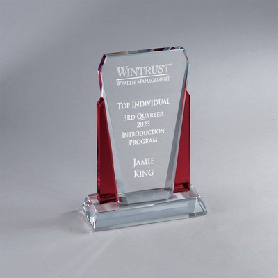 Red Accent Clear Center Crystal (4.75"x6.75"x2")