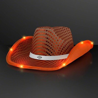 Shiny Orange Cowboy Hat with White Band - PRINTED