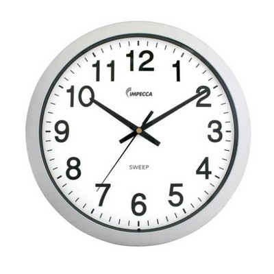 Impecca 14 Inch Sweep Movement Wall Clock Silver
