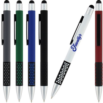 Click Honey Comb Soft Touch Rubber Metal Pen