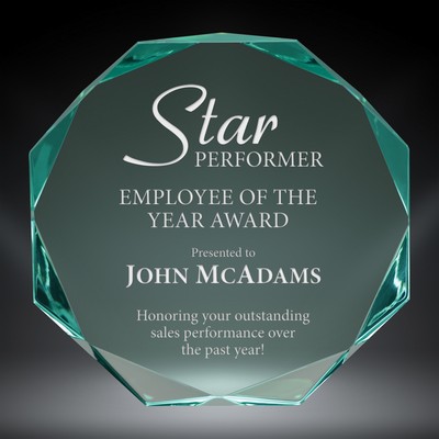Octagon Acrylic Award, Jade, 6"H