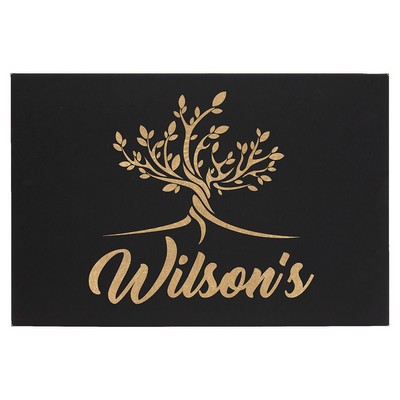 12" x 18" Black/Gold Leatherette Wall Decor with Sawtooth Hanger