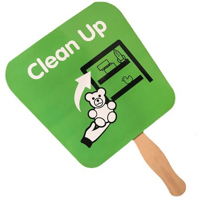 Custom Rectangle Paper Hand Held Fan with Wood Handle