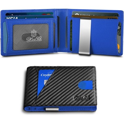 Wallet for Men - with Money Clip Slim Leather Slots Credit Card Holder RFID Blocking Bifold