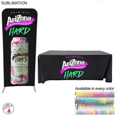 Tradeshow Booth Package Sleek, 3'w x 96"h Skinny EuroFit Display + PREMIUM 6' Sublimated Tablecloth