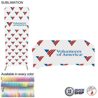 48 Hr Quick Ship - Tradeshow Booth Package Sleek, 2' EuroFit Display and 6' Sublimated Tablecloth