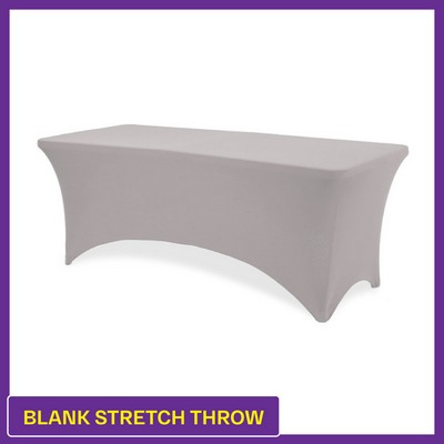 White - 8' Blank (No Imprint) Hemmed Stretch Throw - 4 Sided