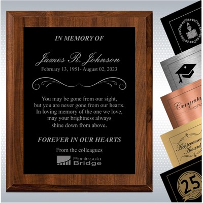 8" x 10"Cherry Finish Wood Personalized Memorial Gift Plaque