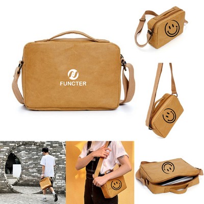 Reusable Kraft Paper Crossbody Bag Durable Paper Material Sling Bag for Everyday Use